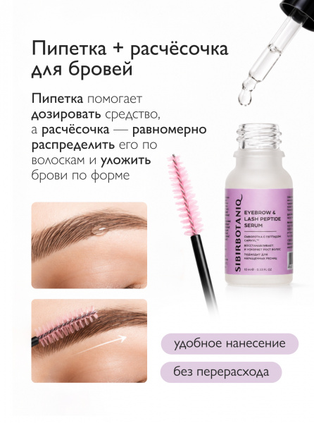 SIBIRBOTANIQ СЫВОРОТКА ДЛЯ РОСТА БРОВЕЙ И РЕСНИЦ, ПОДХОДИТ ДЛЯ НАРАЩЕННЫХ РЕСНИЦ С ПЕПТИДОМ CAPIXYL, 10 мл