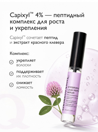 SIBIRBOTANIQ СЫВОРОТКА ДЛЯ РОСТА БРОВЕЙ И РЕСНИЦ С КИСТОЧКОЙ, ПОДХОДИТ ДЛЯ НАРАЩЕННЫХ РЕСНИЦ С ПЕПТИДОМ, 10 мл с кисточкой